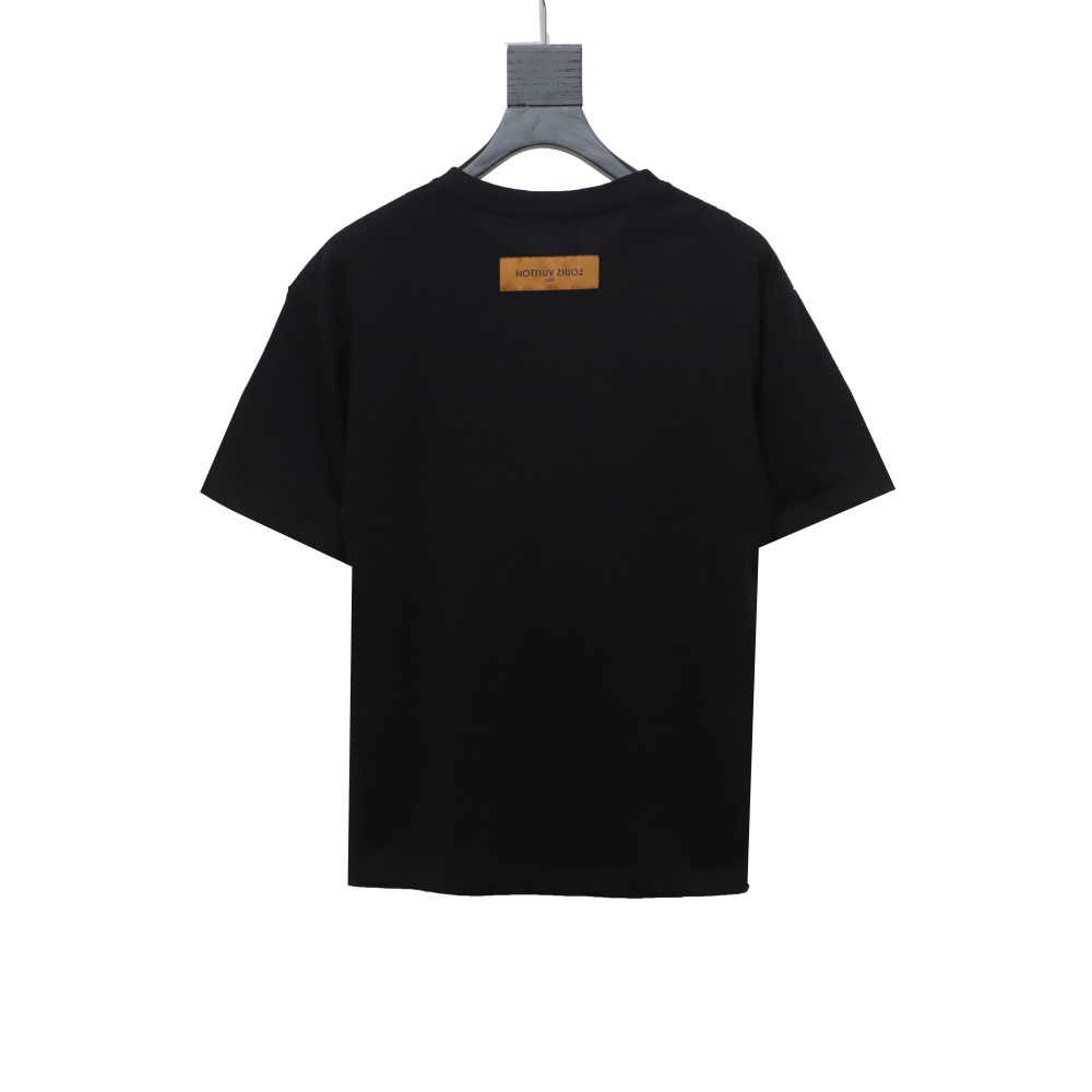  Louis Vuitton embroidered small flower double row T-Shirts black