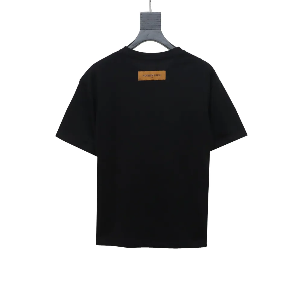  Louis Vuitton embroidered small flower double row T-Shirts black