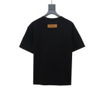  Louis Vuitton embroidered small flower double row T-Shirts black