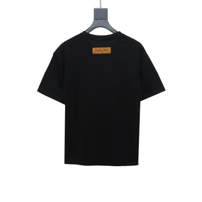  Louis Vuitton embroidered small flower double row T-Shirts black 02