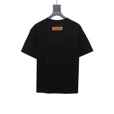  Louis Vuitton embroidered small flower double row T-Shirts black 02