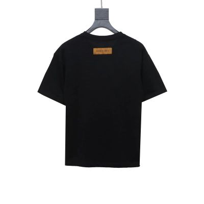 Louis Vuitton embroidered small flower double row T-Shirts black 02