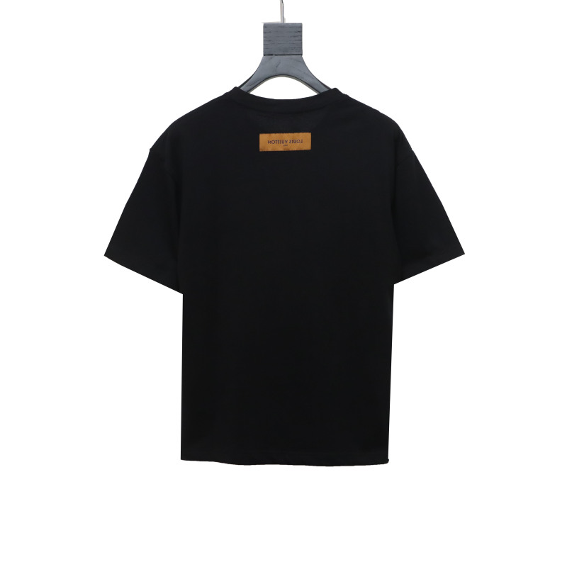  Louis Vuitton embroidered small flower double row T-Shirts black