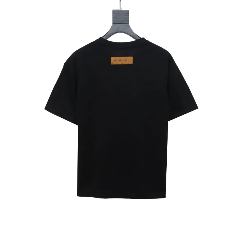 Louis Vuitton embroidered small flower double row T-Shirts black