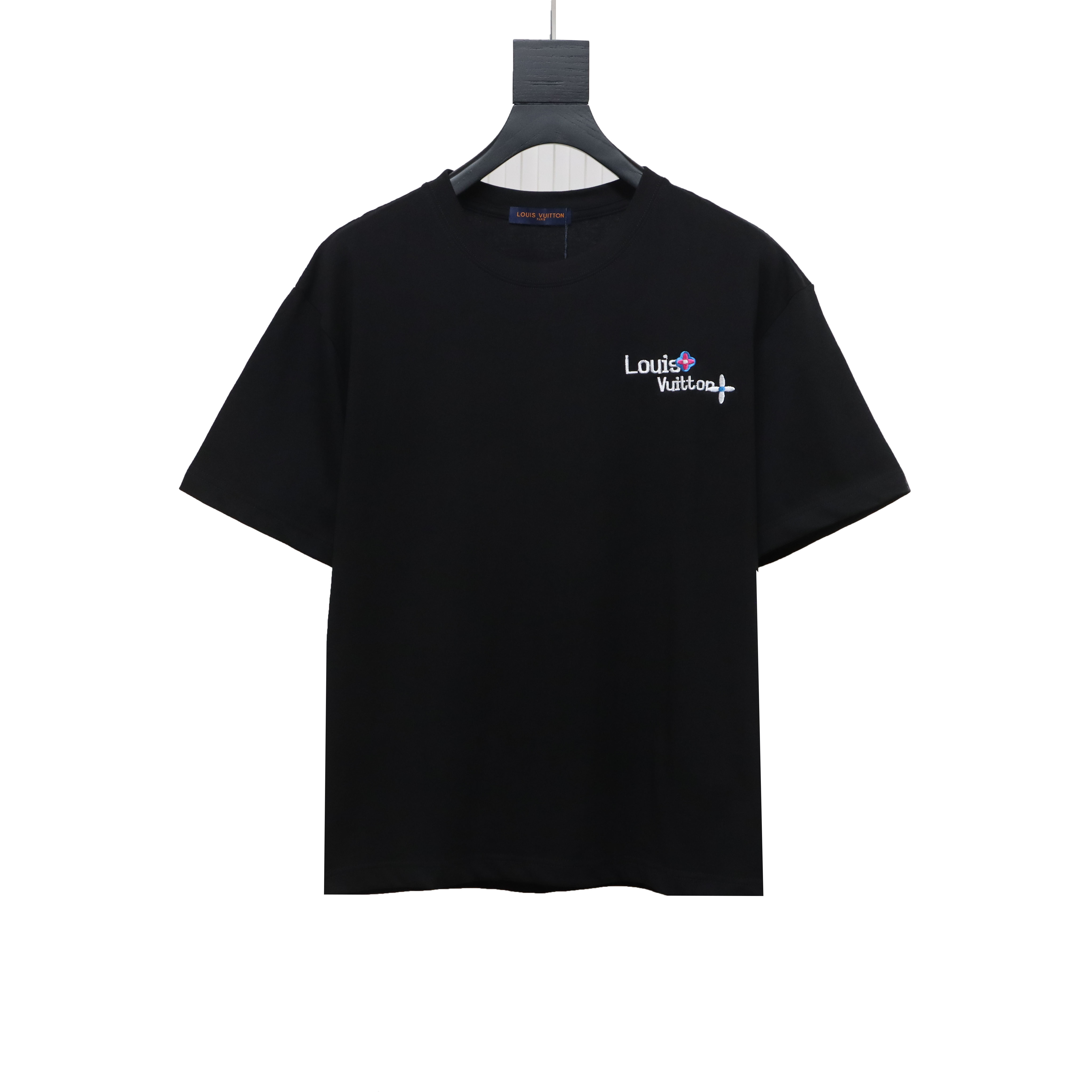 Louis Vuitton embroidered small flower double row T-Shirts black