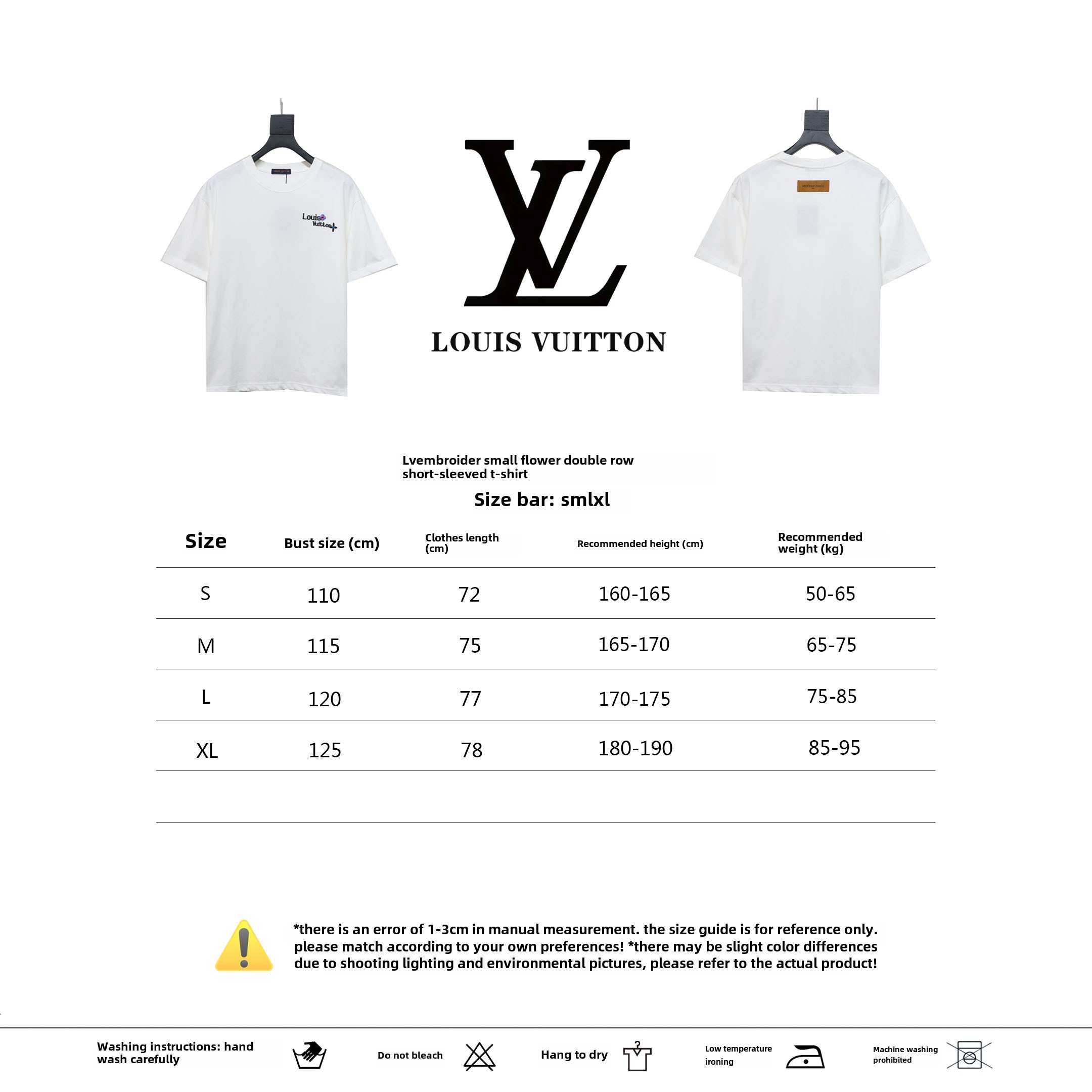 Louis Vuitton embroidered small flower double row T-Shirts white