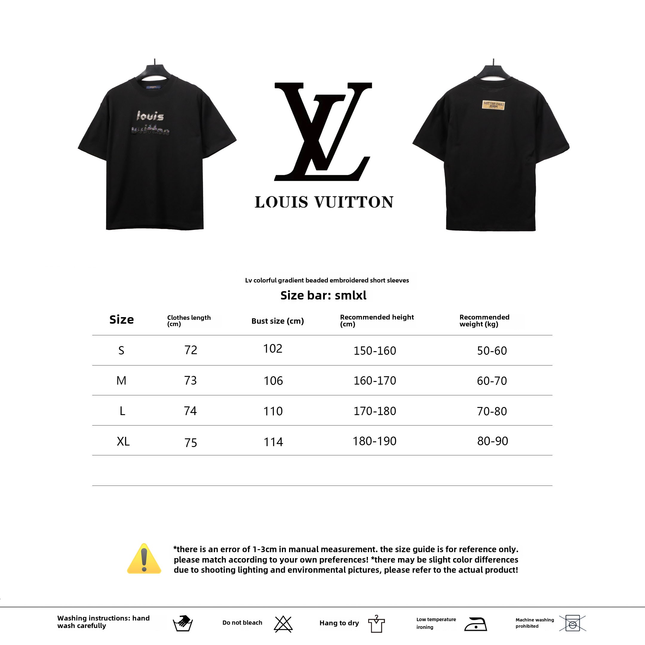 Louis Vuitton fantasy gradient beaded embroidery T-Shirts