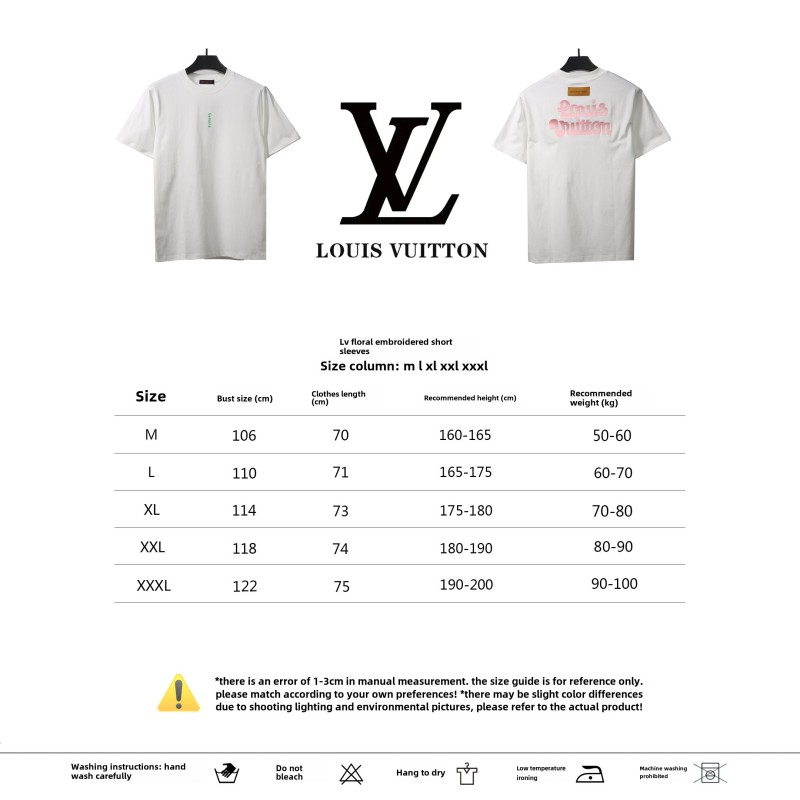  Louis Vuitton floral embroidery T-Shirts white