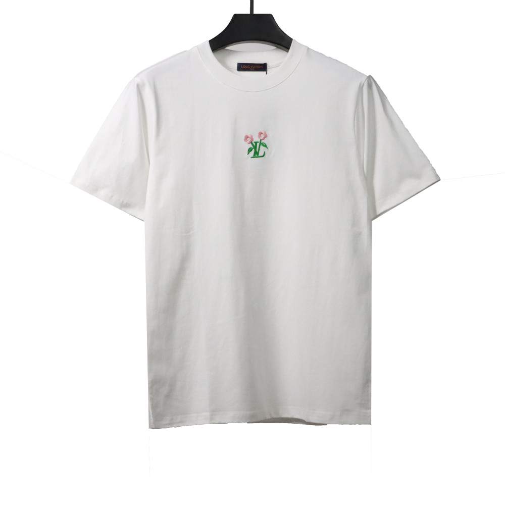  Louis Vuitton floral embroidery T-Shirts white