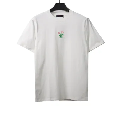  Louis Vuitton floral embroidery T-Shirts white 01