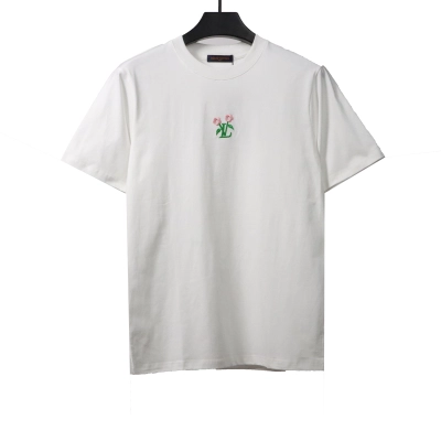Louis Vuitton floral embroidery T-Shirts white 01
