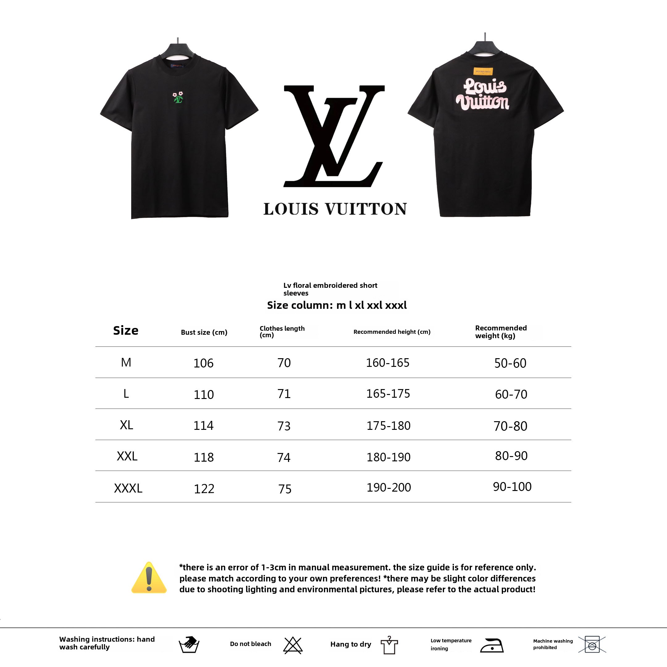Louis Vuitton floral embroidery T-Shirts black