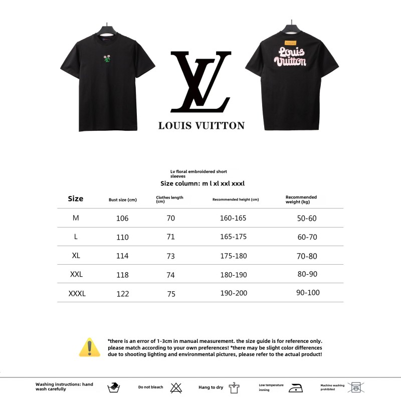 Louis Vuitton floral embroidery T-Shirts black