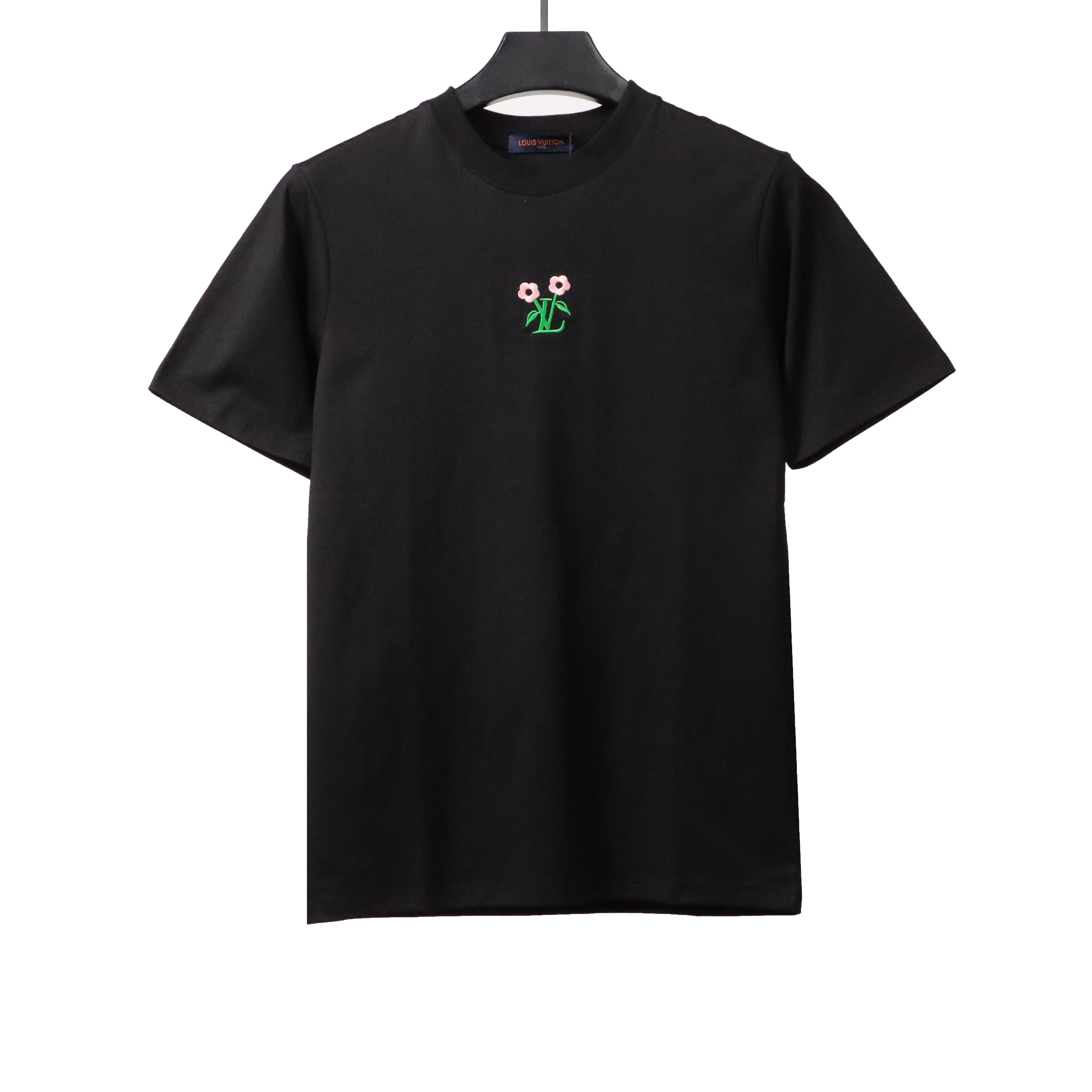 Louis Vuitton floral embroidery T-Shirts black