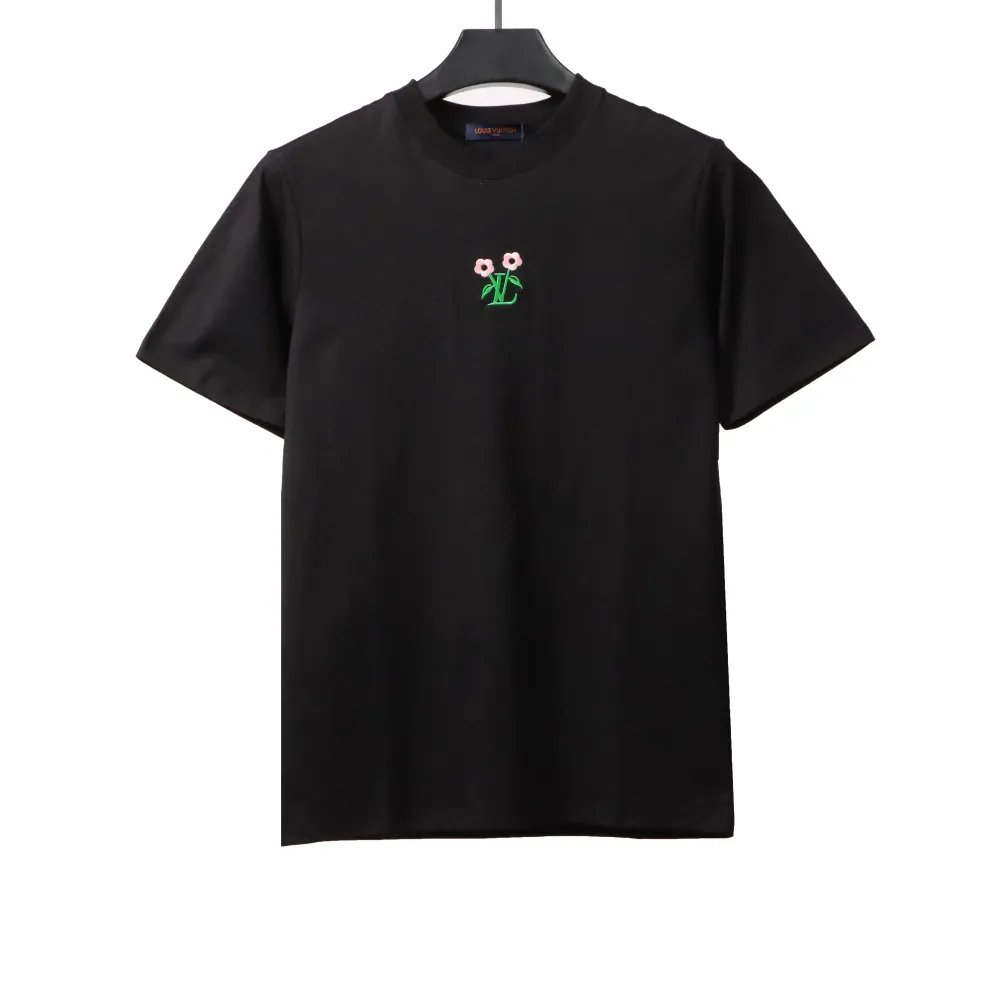 Louis Vuitton floral embroidery T-Shirts black
