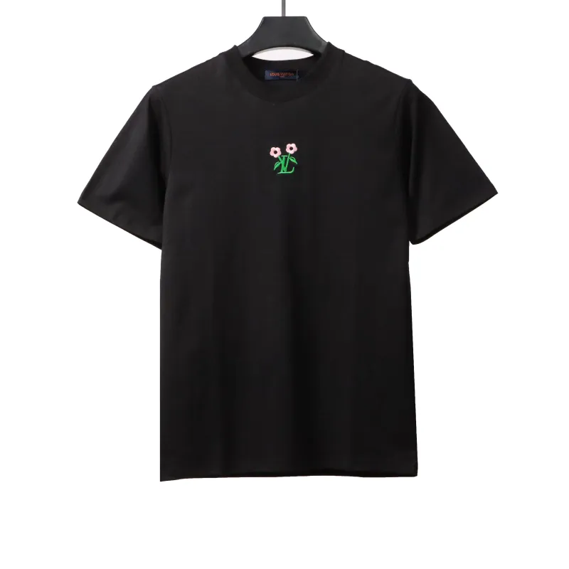 Louis Vuitton floral embroidery T-Shirts black