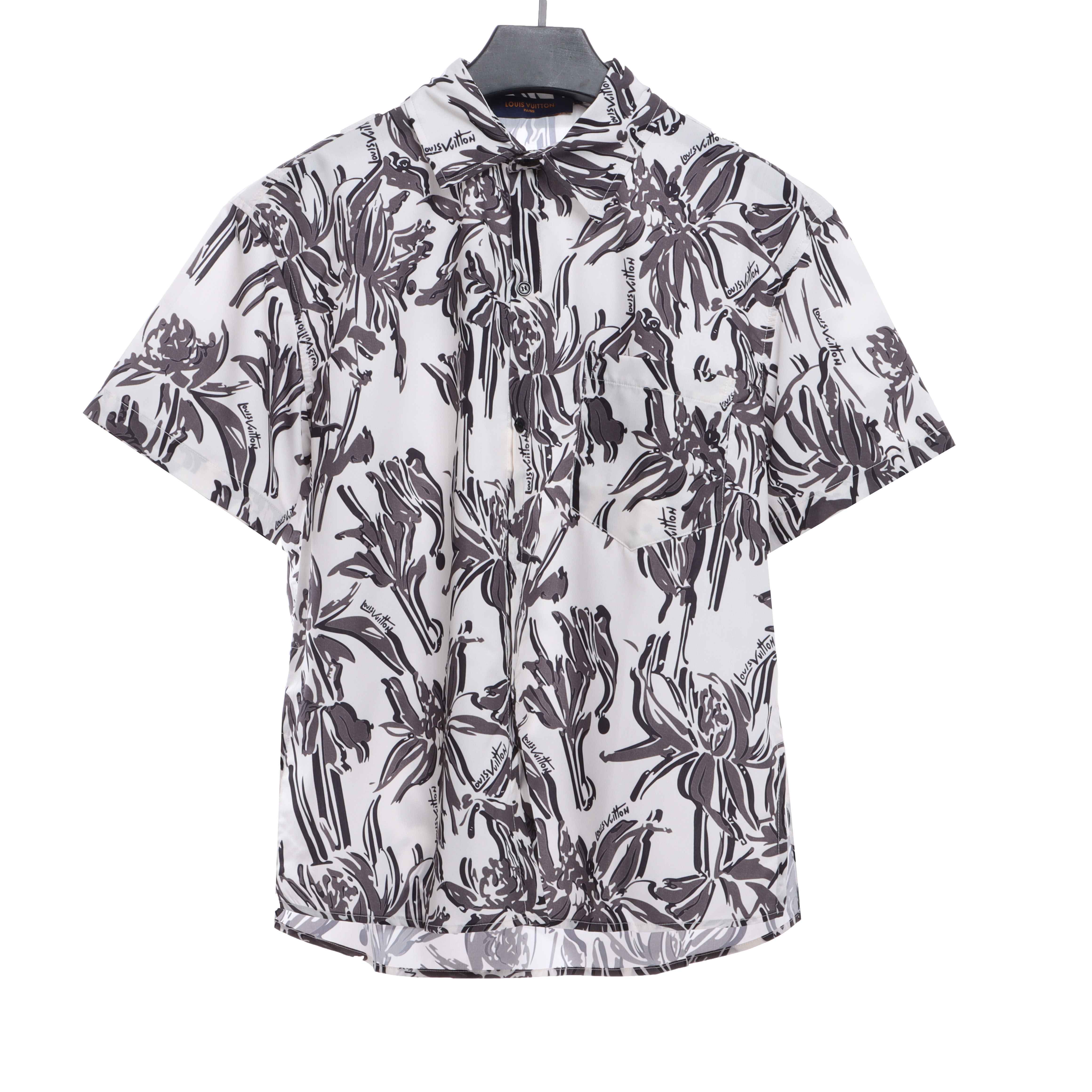  Louis Vuitton floral rayon cut flower T-Shirts