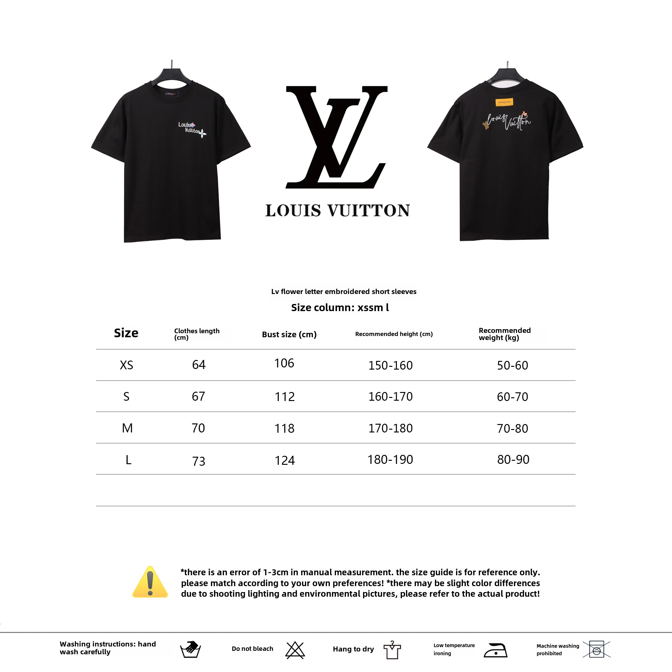 Louis Vuitton flower letter embroidered T-Shirts 2