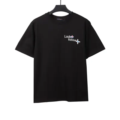 Louis Vuitton flower letter embroidered T-Shirts 2 01