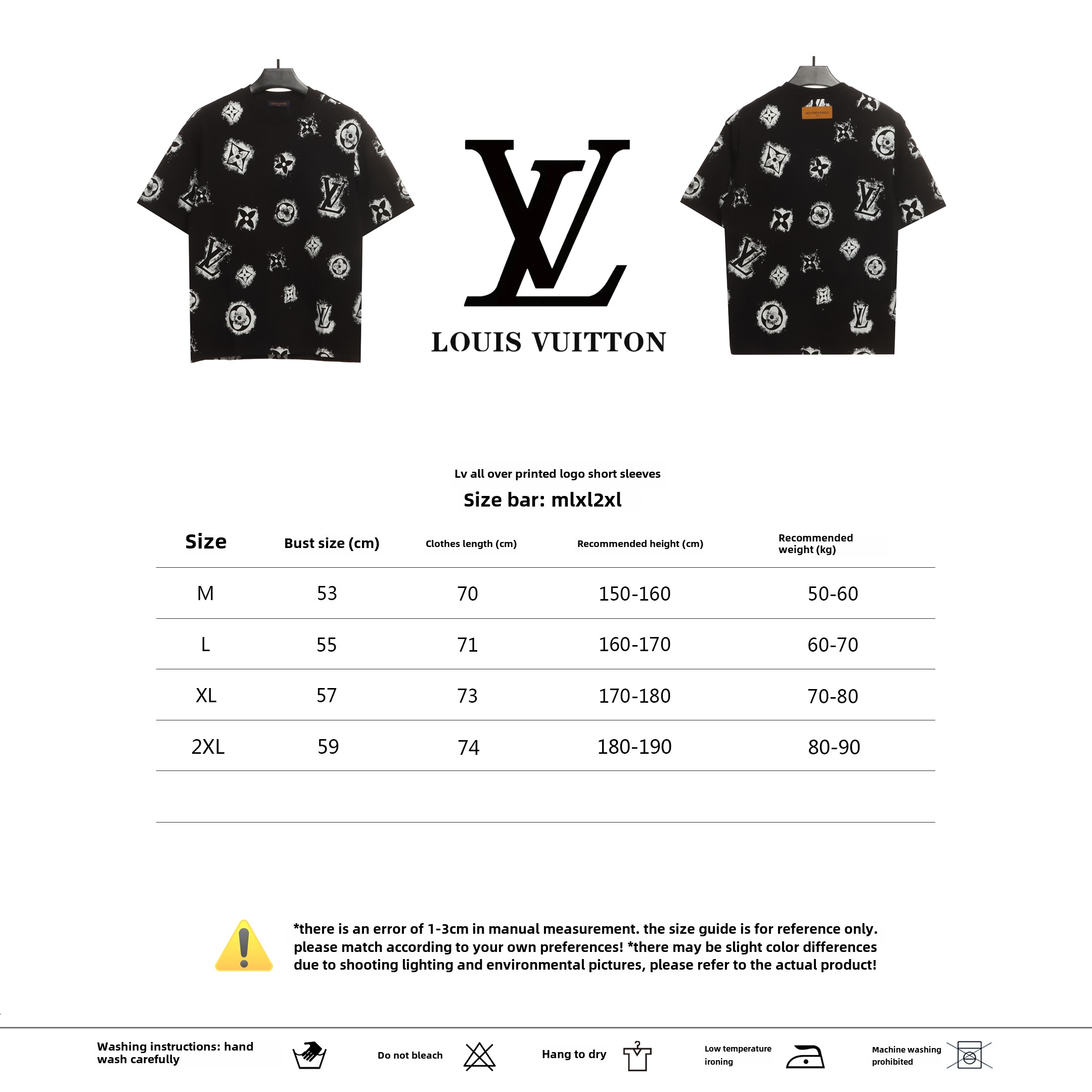 Louis Vuitton full print logo T-Shirts black