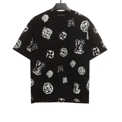 Louis Vuitton full print logo T-Shirts black 01