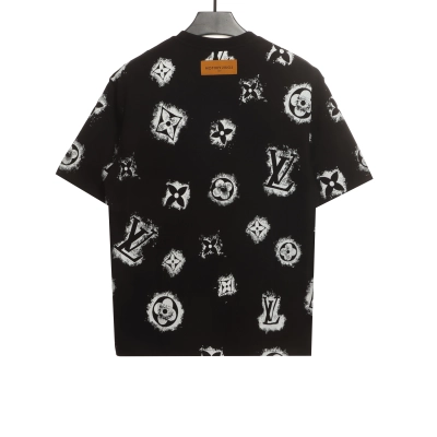 Louis Vuitton full print logo T-Shirts black 02