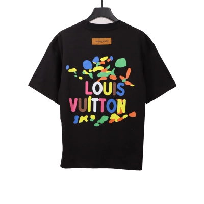 Louis Vuitton graffiti color letter T-Shirts black 02