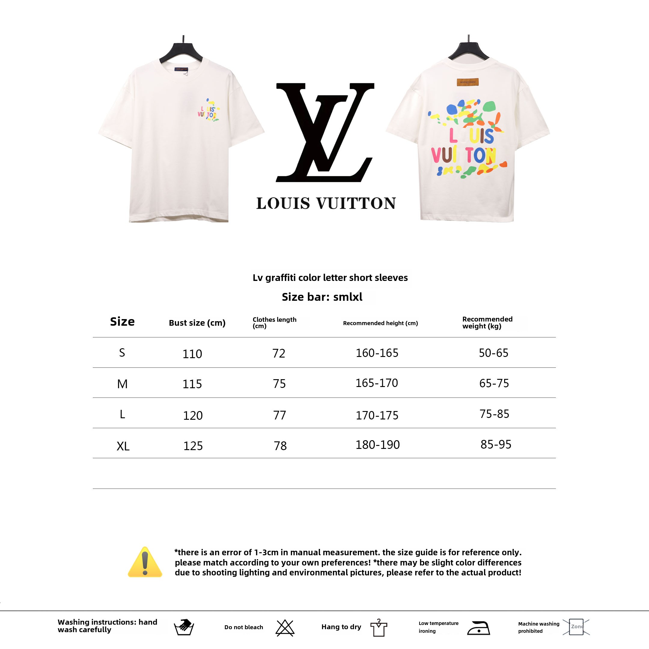 Louis Vuitton graffiti color letter T-Shirts white
