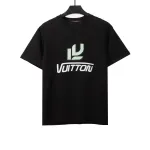 Louis Vuitton green jacquard logo letter T-Shirts black