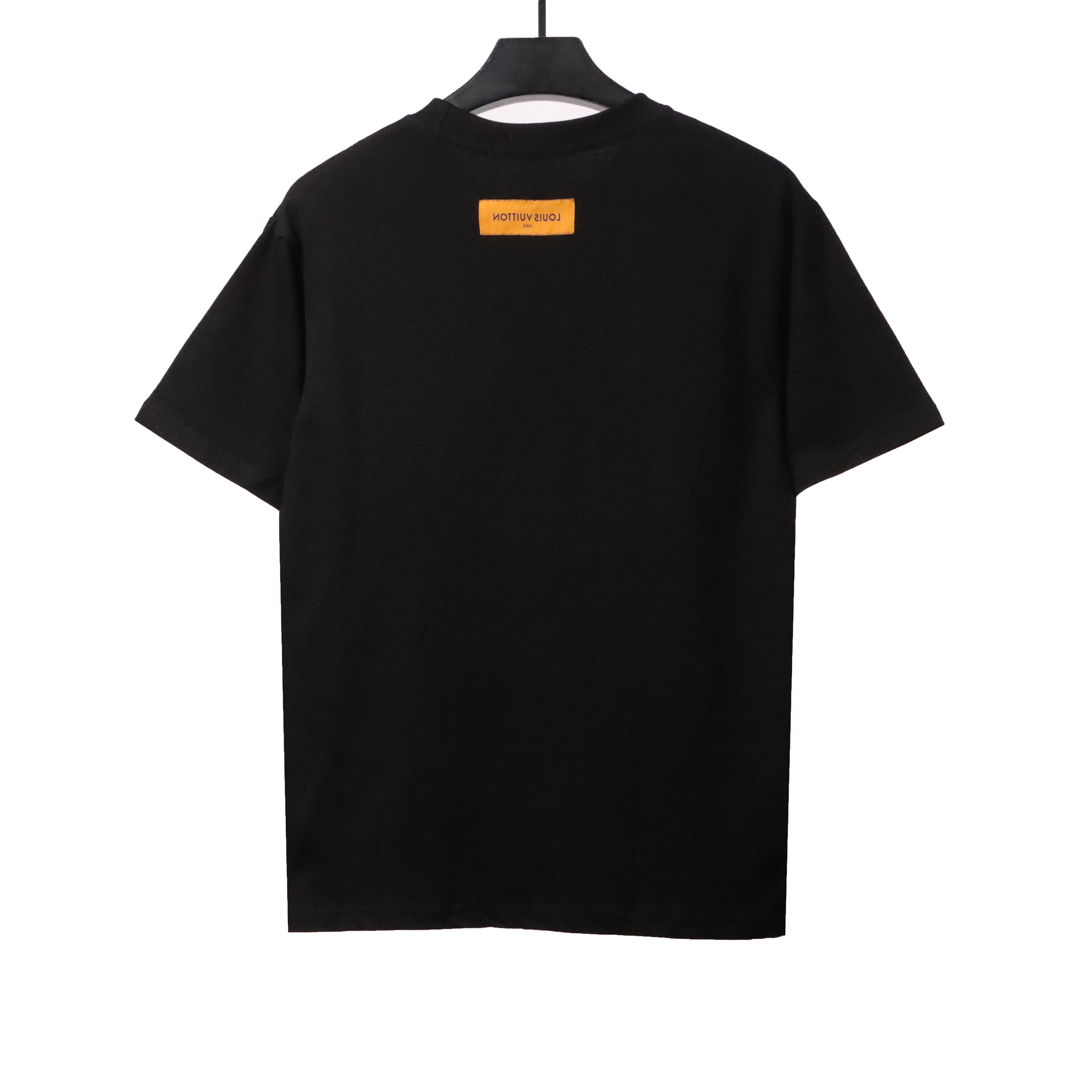 Louis Vuitton green jacquard logo letter T-Shirts black