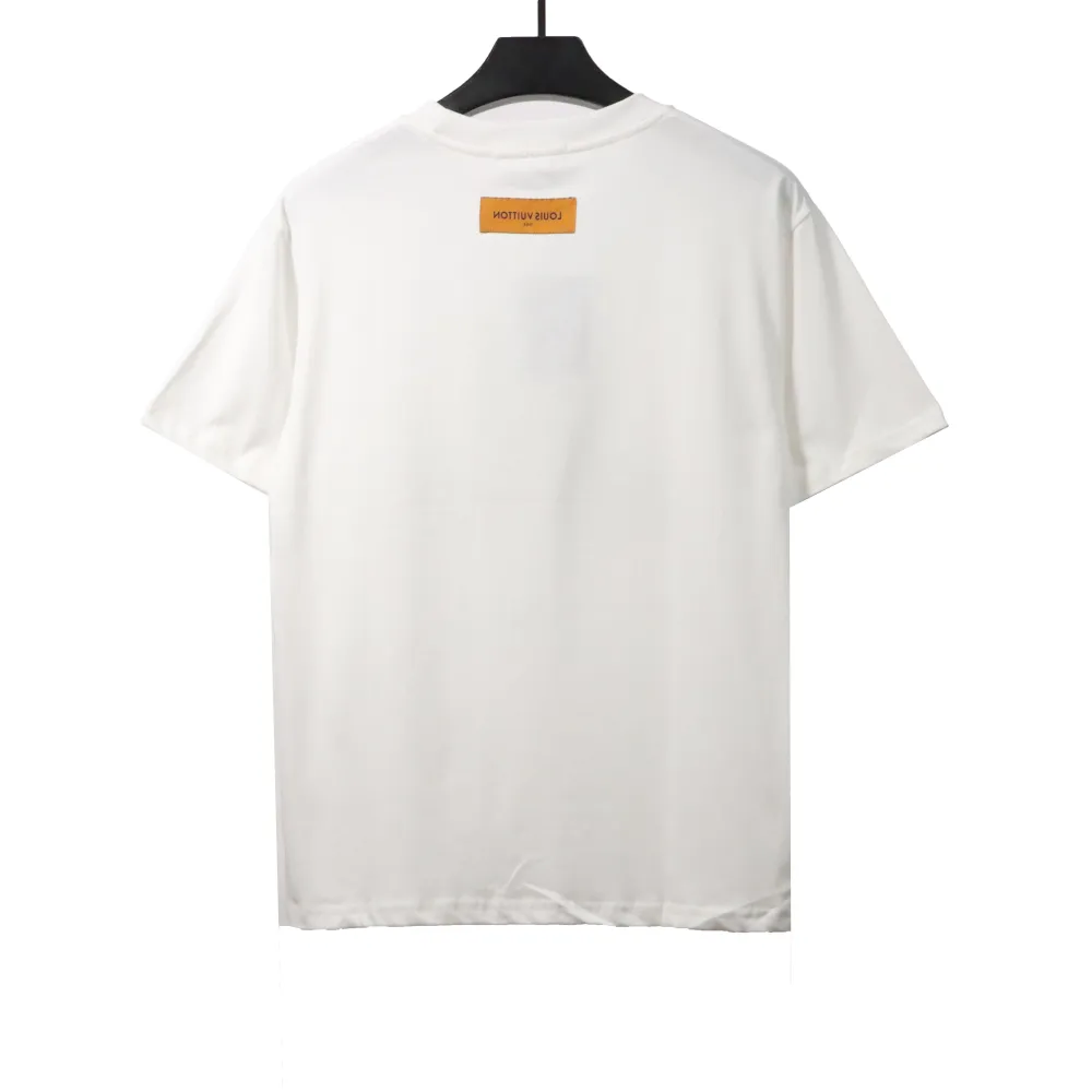  Louis Vuitton green jacquard logo letter T-Shirts white