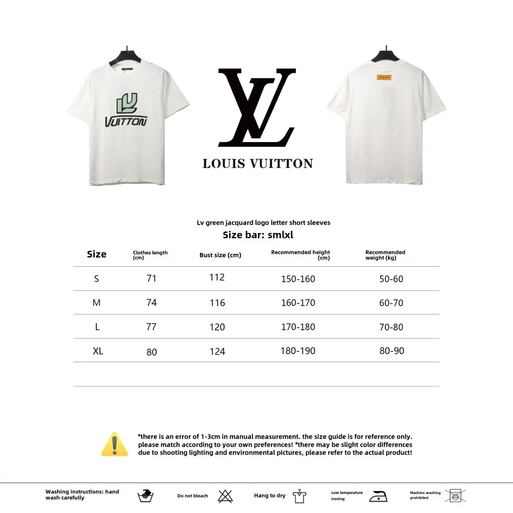  Louis Vuitton green jacquard logo letter T-Shirts white