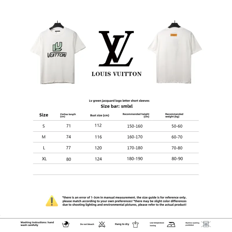  Louis Vuitton green jacquard logo letter T-Shirts white