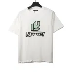  Louis Vuitton green jacquard logo letter T-Shirts white