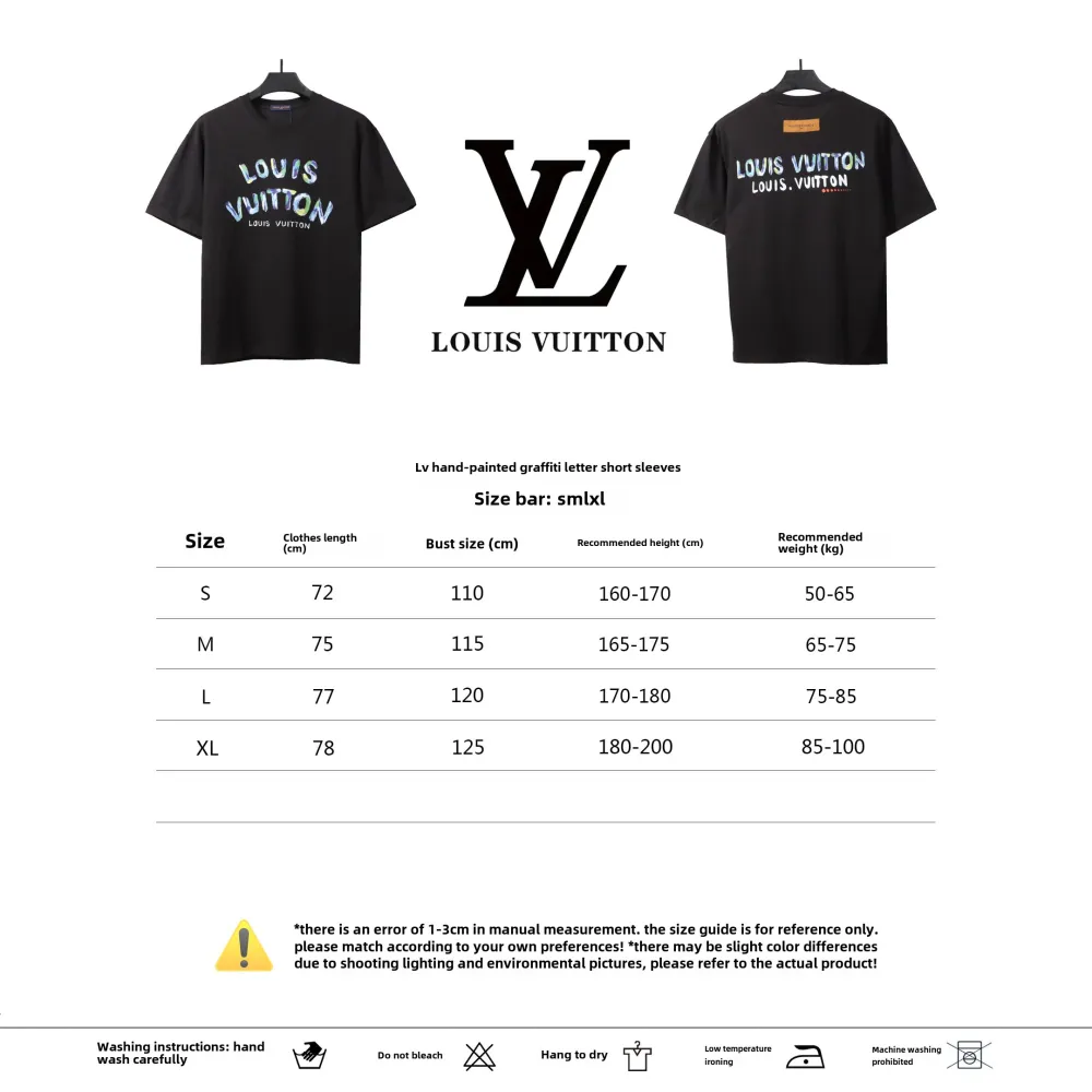Louis Vuitton hand-painted graffiti letter T-Shirts black