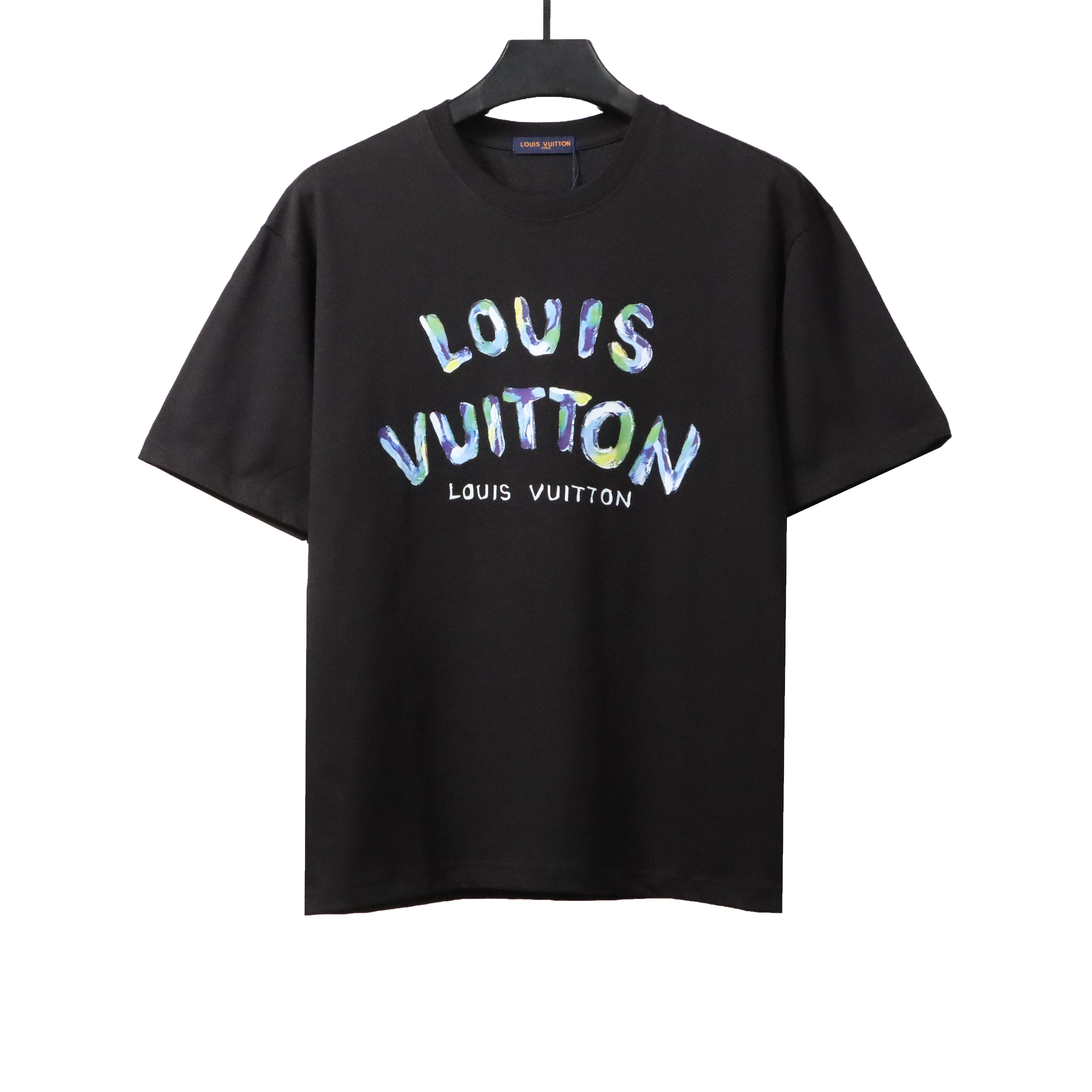 Louis Vuitton hand-painted graffiti letter T-Shirts black