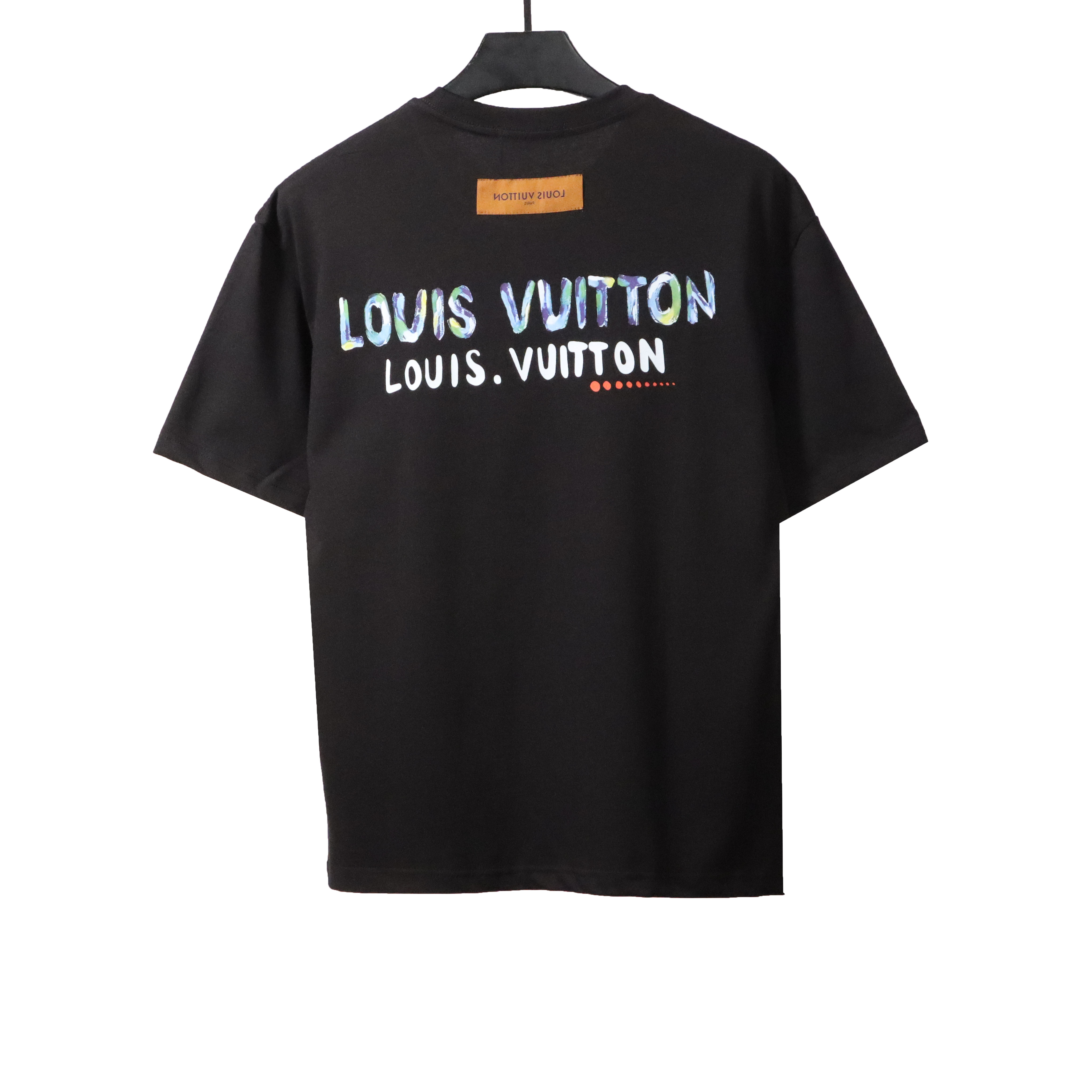 Louis Vuitton hand-painted graffiti letter T-Shirts black