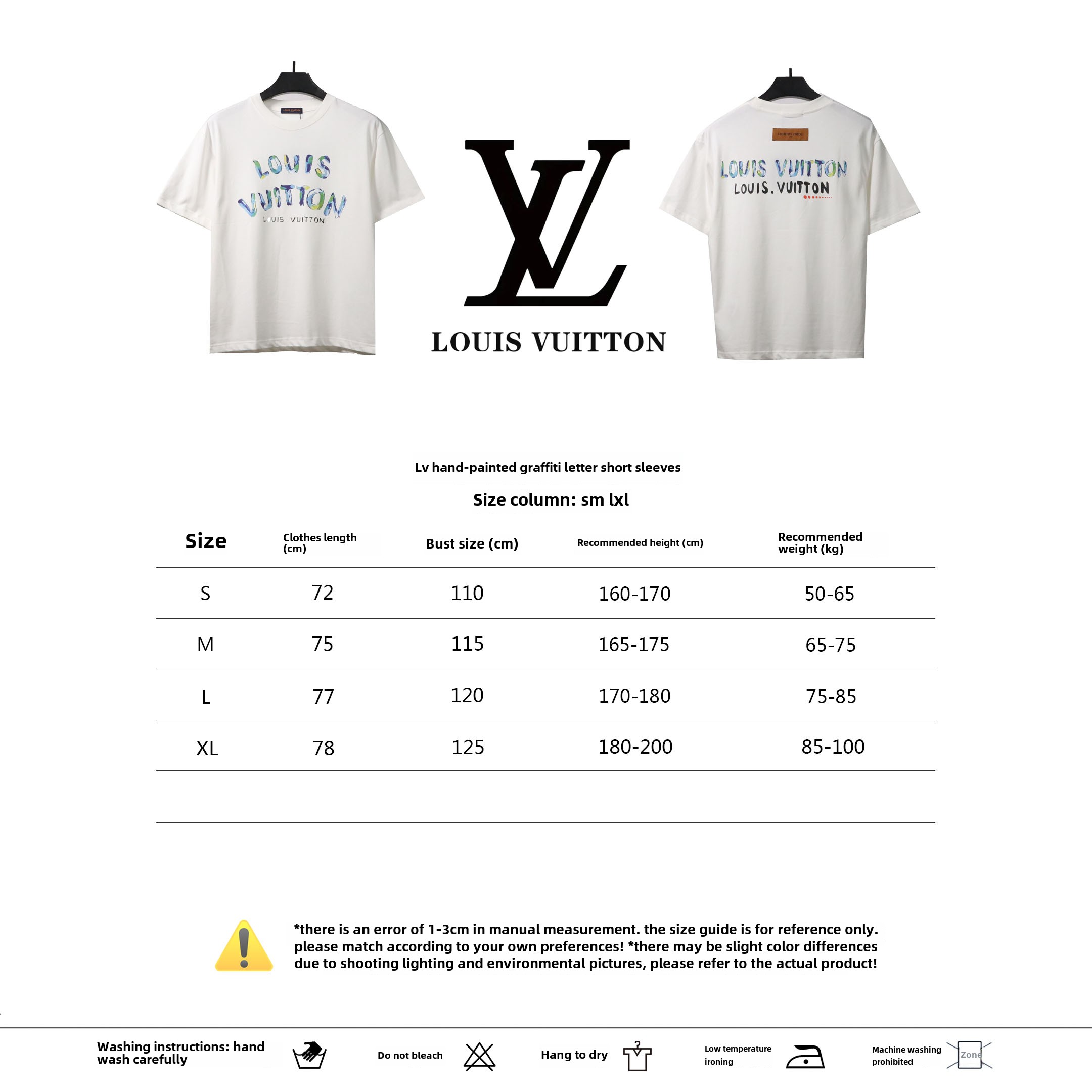  Louis Vuitton hand-painted graffiti letter T-Shirts white