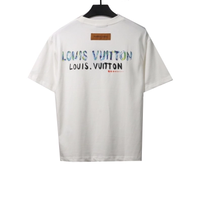  Louis Vuitton hand-painted graffiti letter T-Shirts white 02