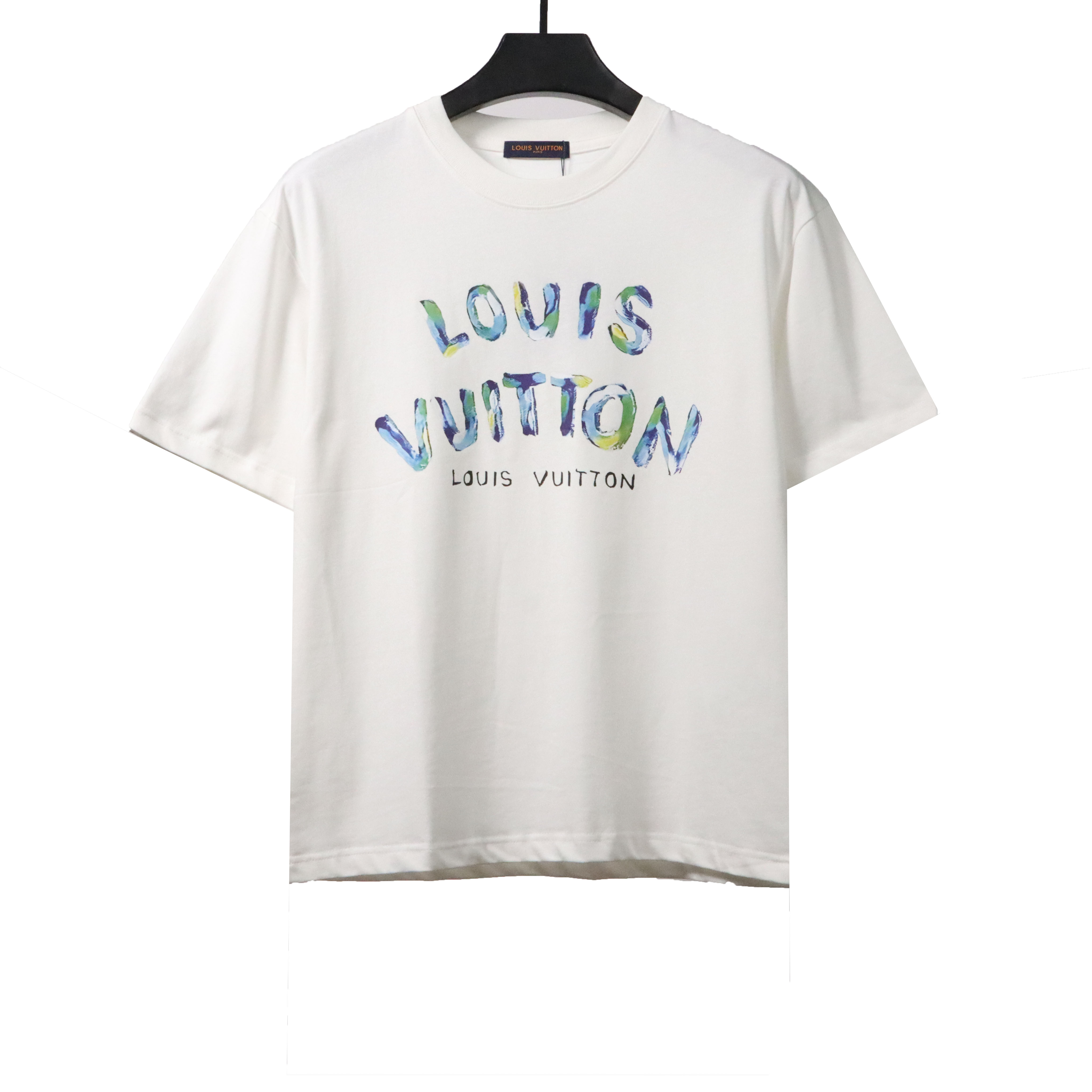  Louis Vuitton hand-painted graffiti letter T-Shirts white