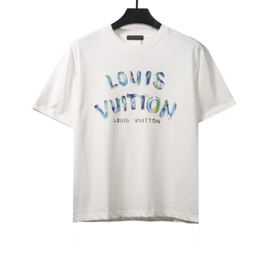  Louis Vuitton hand-painted graffiti letter T-Shirts white 01