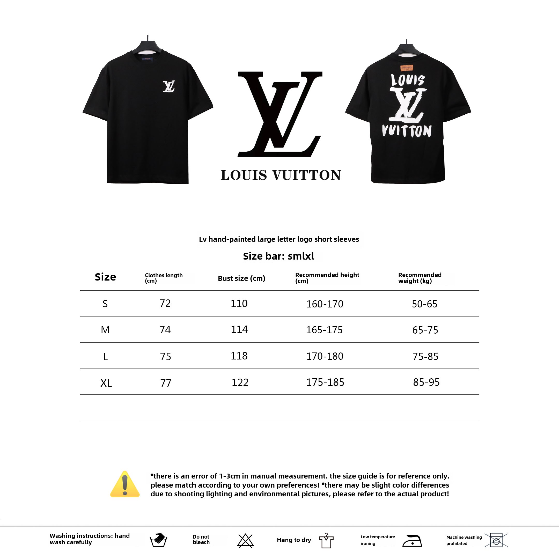 Louis Vuitton Hand-painted large letter LOGO T-Shirts black
