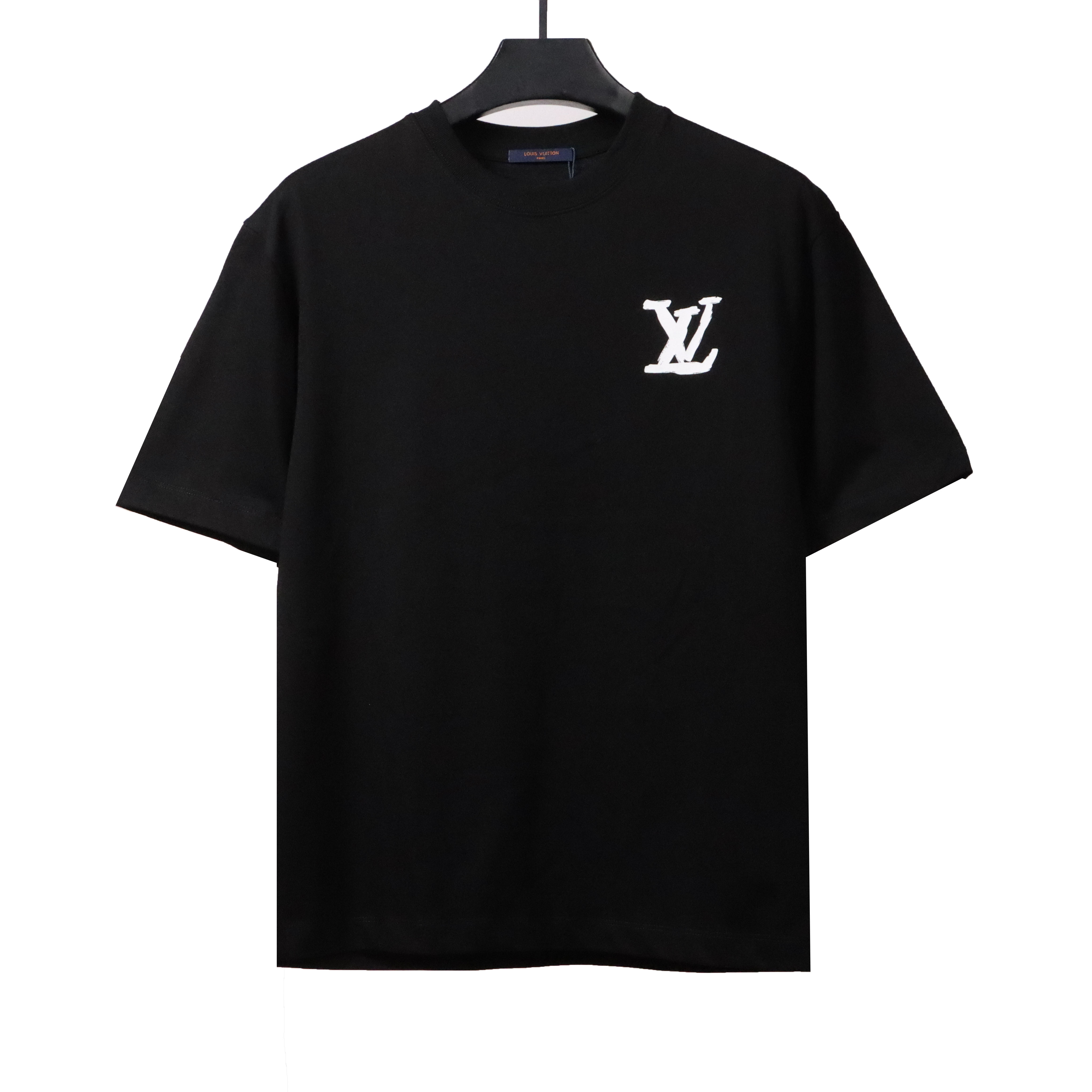 Louis Vuitton Hand-painted large letter LOGO T-Shirts black