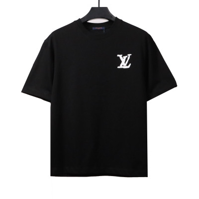  Louis Vuitton Hand-painted large letter LOGO T-Shirts black 01