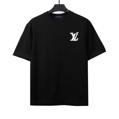 Louis Vuitton Hand-painted large letter LOGO T-Shirts black 01