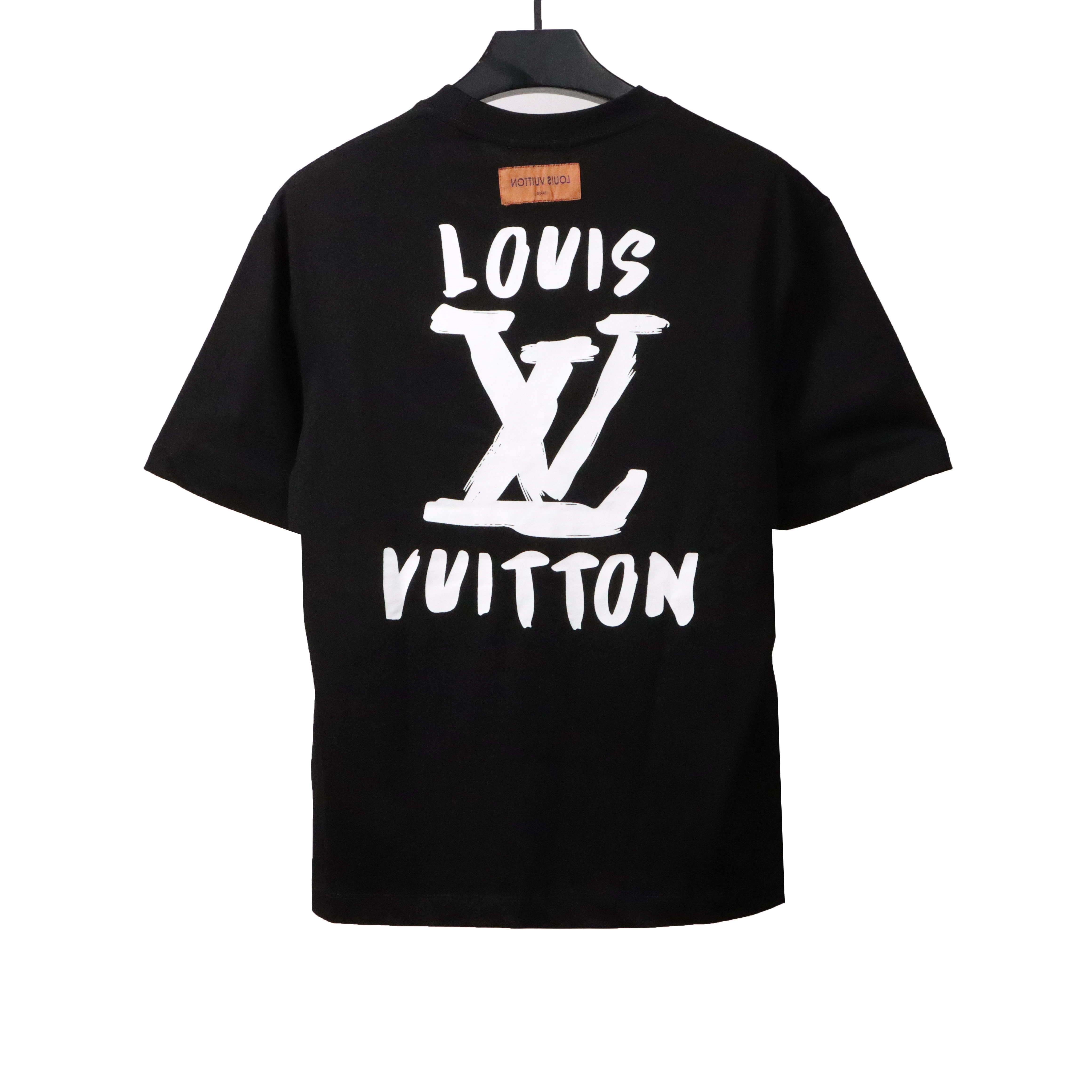 Louis Vuitton Hand-painted large letter LOGO T-Shirts black