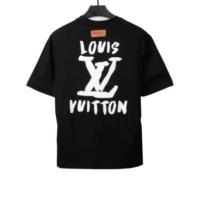  Louis Vuitton Hand-painted large letter LOGO T-Shirts black 02