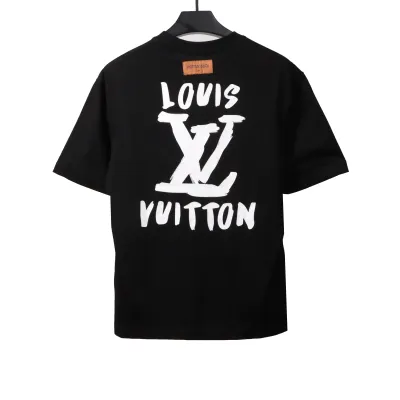  Louis Vuitton Hand-painted large letter LOGO T-Shirts black 02