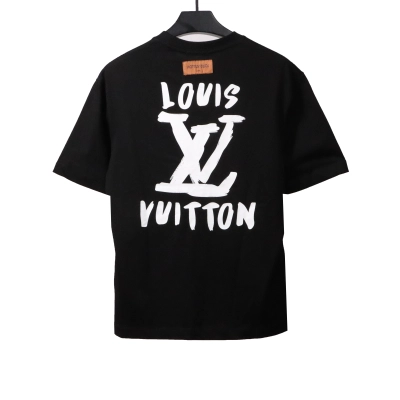 Louis Vuitton Hand-painted large letter LOGO T-Shirts black 02