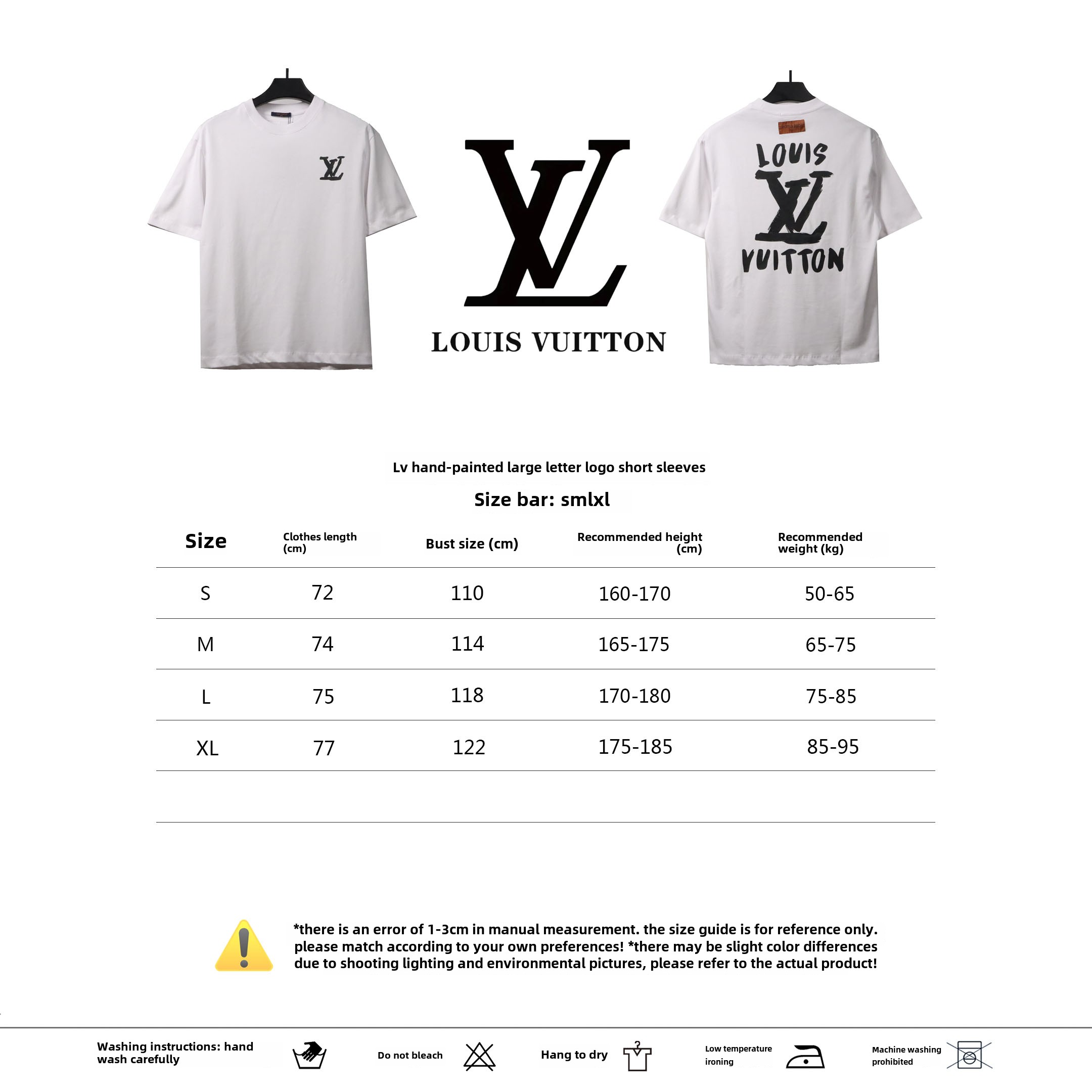 Louis Vuitton hand-painted large letter LOGO T-Shirts white